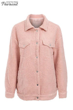 Trendy Furry Lamb Wool Fur Coat - Pink Coat Simplee