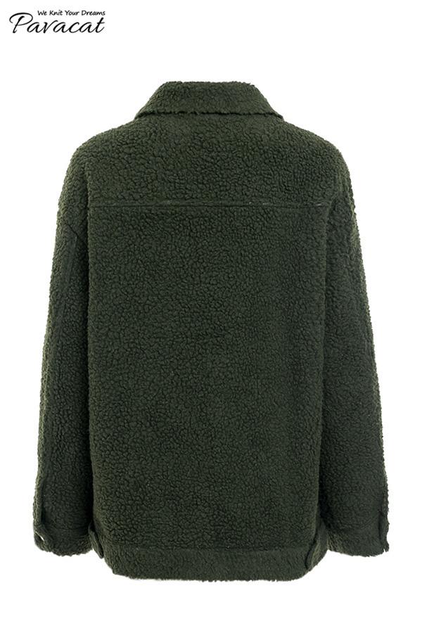 Trendy Furry Lamb Wool Fur Coat - Pink Coat Simplee