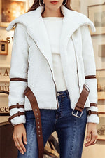 Turndown Collar Parka Sash Shaggy Jacket Coat Pavacat S