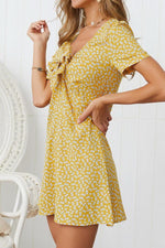 V Neck Bowknot Short-sleeved Dress - Pavacat