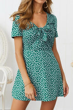 V Neck Bowknot Short-sleeved Dress - Pavacat