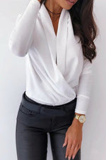 V Neck Office Long Sleeve Blouse - Pavacat