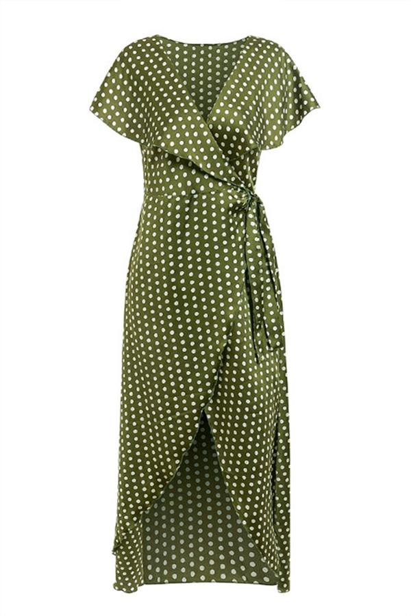 Vintage Dots Print Satin Summer Dress - Pavacat