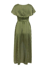 Vintage Dots Print Satin Summer Dress - Pavacat