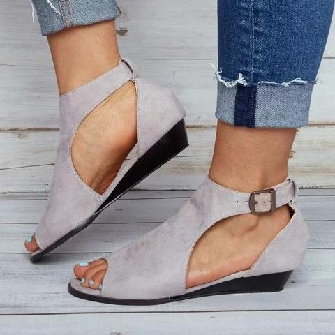 Wedges Ankle Strap Peep Toe Wedge Sandals Sandals Pavacat US5.5(LABEL SIZE 35) Apricot