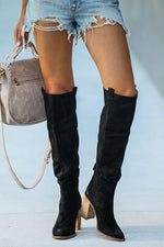 Velvet Rebel High-heeled suede knee-high boots