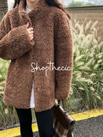 Merard stand-up collar mid-length lamb wool coat