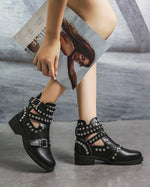 Round toe metal rivet belt buckle Martin boots