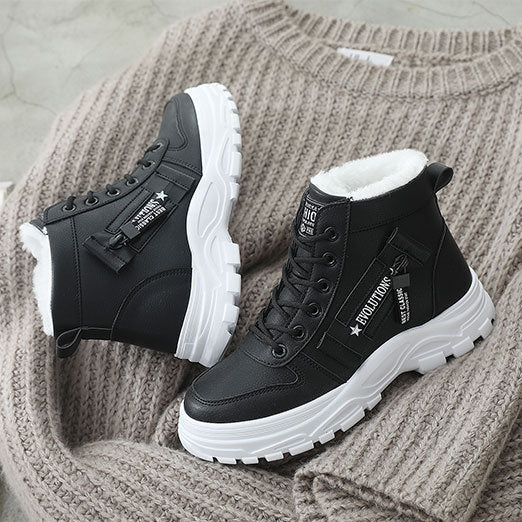Thick Soled Lace-up Plush Lined Sports Shoes