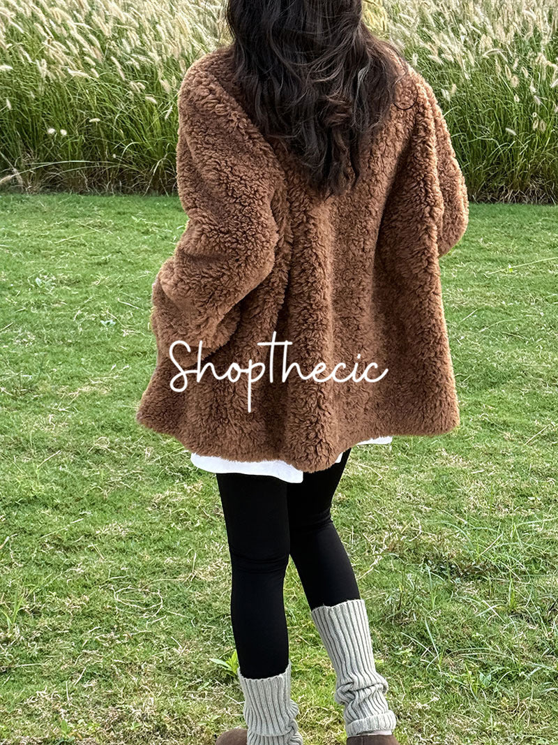 Merard stand-up collar mid-length lamb wool coat