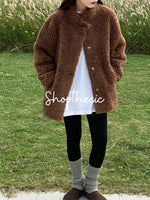 Merard stand-up collar mid-length lamb wool coat