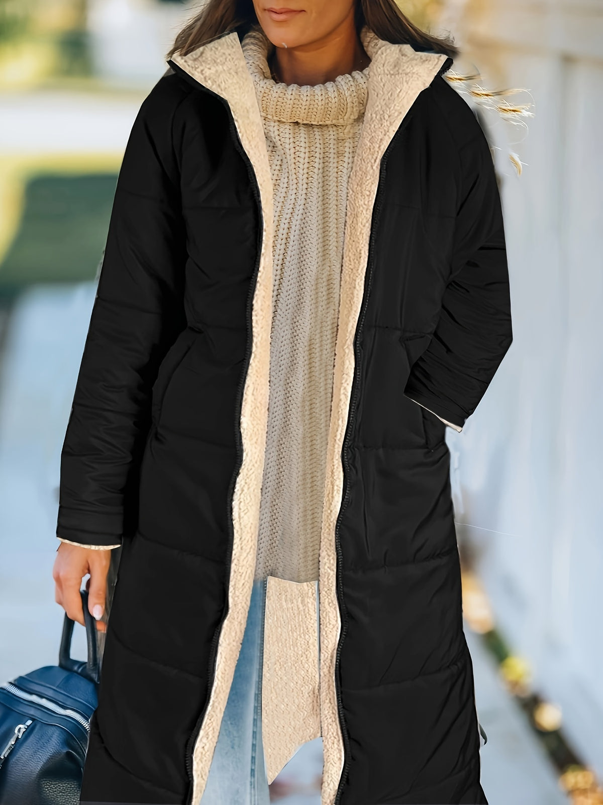 Manteau polyvalent à manches longues et fermeture éclair thermique sur le devant