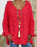 Pull ample à capuche torsadé en maille épaisse