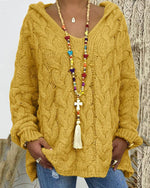 Pull ample à capuche torsadé en maille épaisse