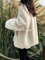 Merard stand-up collar mid-length lamb wool coat