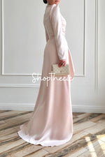 Elegant pink strapless evening gown with train