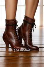 Fearless Stride Low-heeled lace-up ankle boots