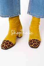 Modern Maverick Square toe colorblock mid-heeled boots