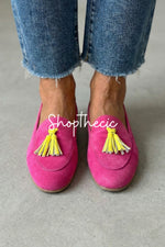 Scarpe slip-on con nappe viola a punta bassa