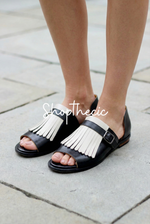 Sparkling Cascade fringed flat sandals