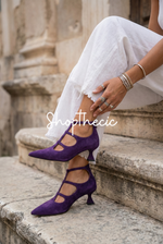 Chic Pointed toe suede hollow stiletto sandals