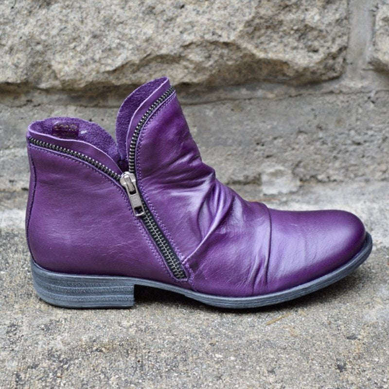 Flat pointed-toe rubbed-color side zipper Chelsea boots - Classic Restock