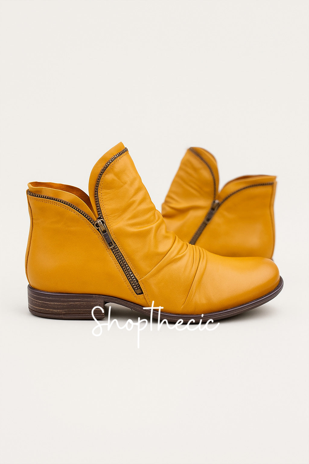 Flat pointed-toe rubbed-color side zipper Chelsea boots - Classic Restock