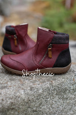 Vintage leather patchwork flat zipper Martin boots