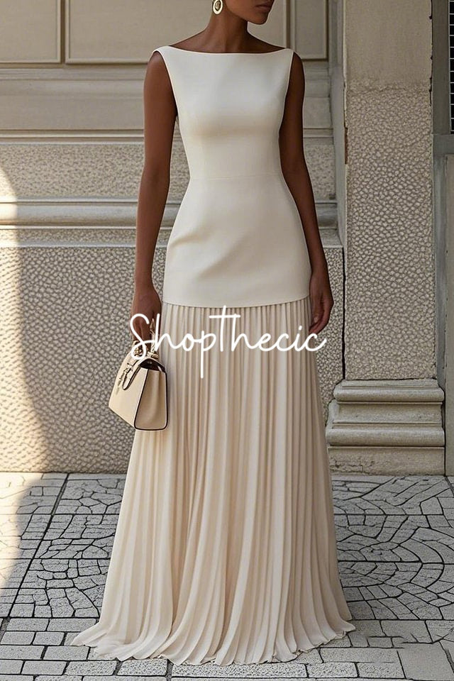Sleeveless vest pleated skirt two-piece knitted set