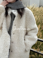 Merard stand-up collar mid-length lamb wool coat