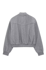 Loose-fitting cropped aviator softshell jacket