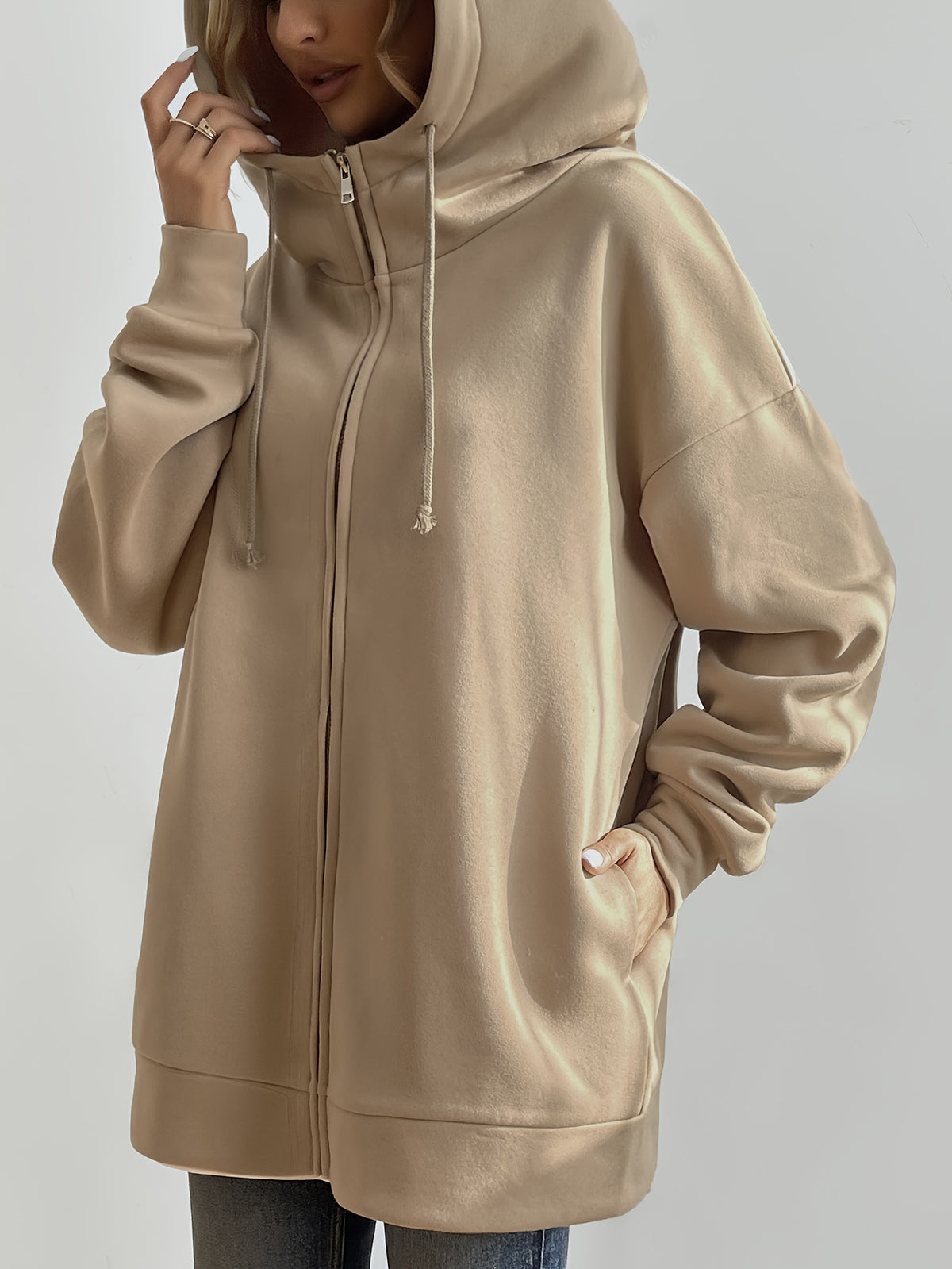 Solid Color Casual Sports Hooded Zipper Sweatshirs