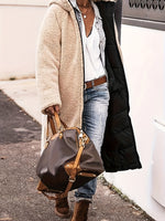 Vielseitiger Langarm-Thermomantel mit Reißverschluss vorne und Farbblockdesign