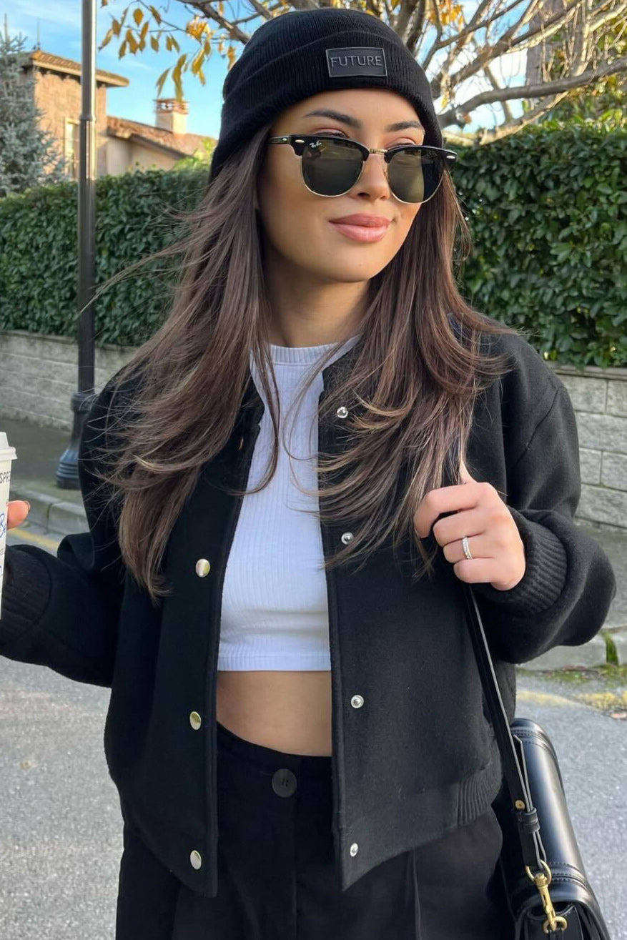 Loose-fitting cropped aviator softshell jacket