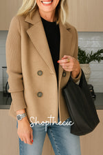 Knitted elastic sleeves patchwork woolen suit jacket
