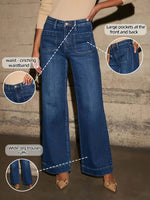 High Waist Straight And Thin Wide Legs Temperament Denim Trousers