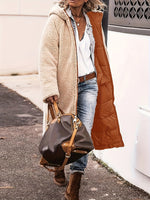 Vielseitiger Langarm-Thermomantel mit Reißverschluss vorne und Farbblockdesign