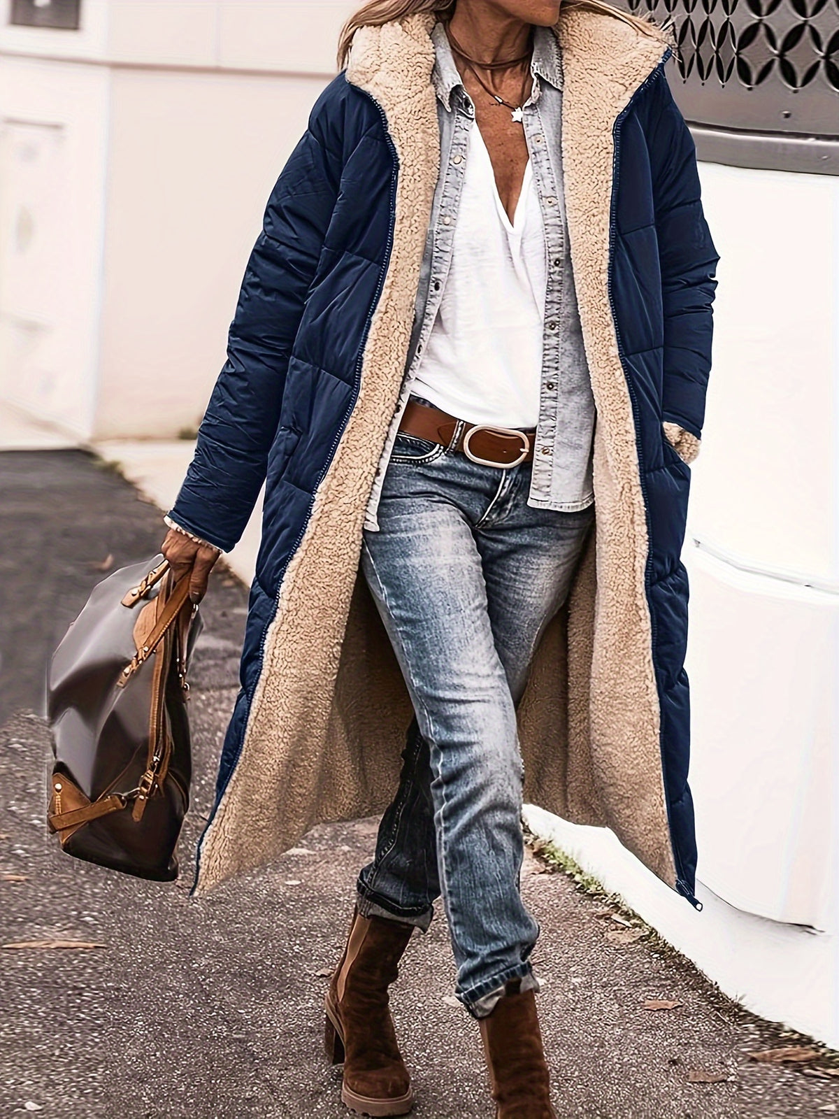 Manteau polyvalent à manches longues et fermeture éclair thermique sur le devant