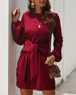 Long Sleeve Tie Casual Dress