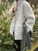 Merard stand-up collar mid-length lamb wool coat