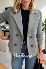 Knitted elastic sleeves patchwork woolen suit jacket