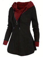 Sweats à capuche avec cordon de serrage et fermeture éclair en bloc de couleur