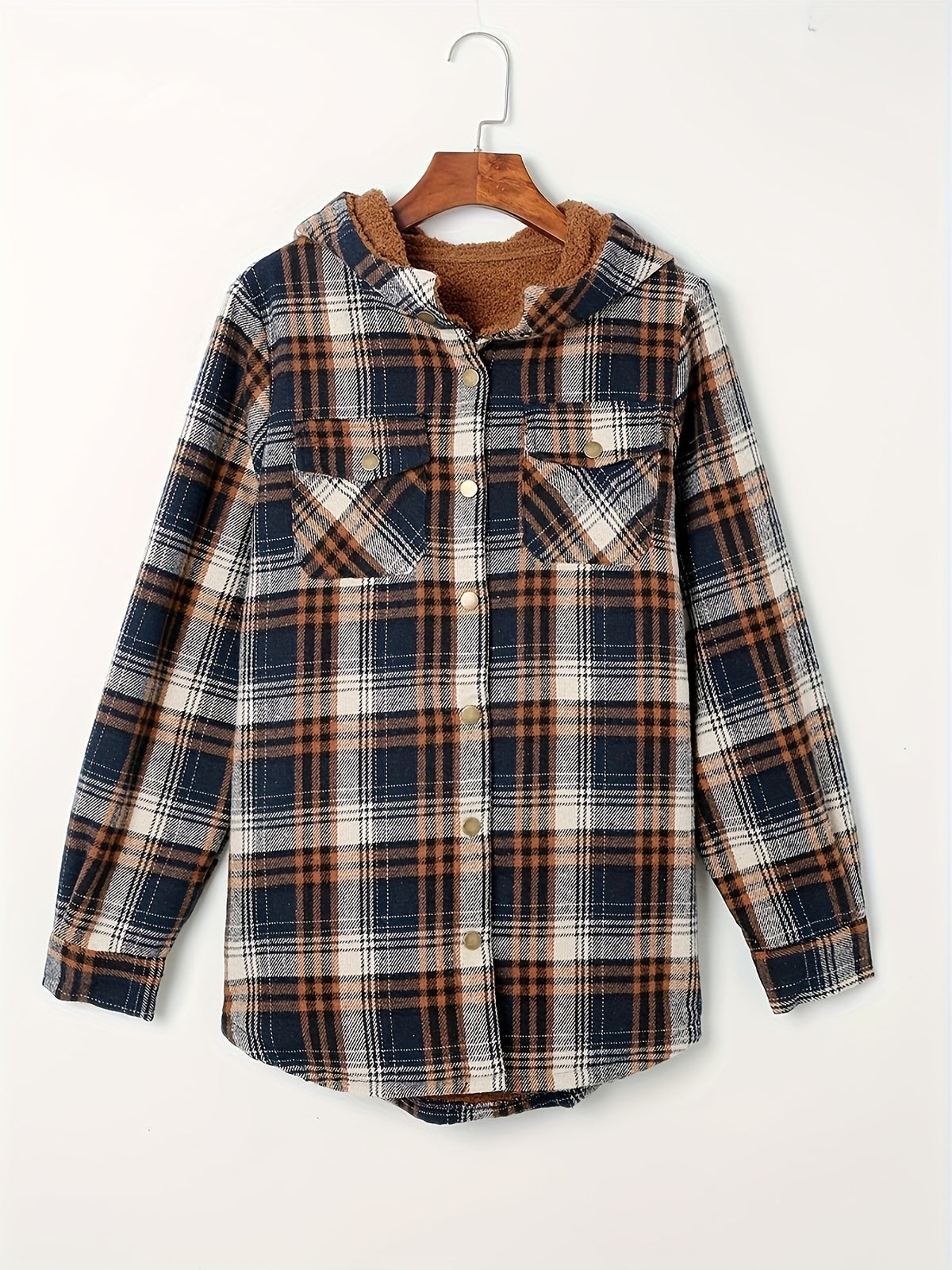 Kapuzenjacke mit kariertem Muster und Samtfutter