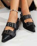 VintageDouble Buckle Straps Leather Oxfords