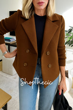 Knitted elastic sleeves patchwork woolen suit jacket