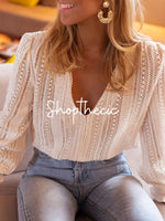 Botticelli’s Veil V Neck Lace Blouse