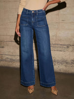 High Waist Straight And Thin Wide Legs Temperament Denim Trousers