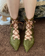 Medieval Elf Fairy Leaves Lace Up Shoes