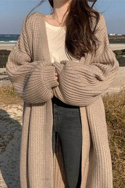 Manteau pull tricoté long et ample vintage
