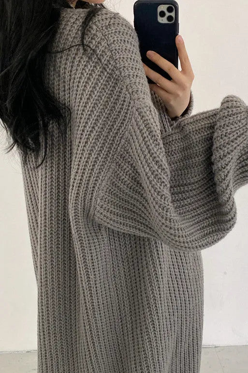 Manteau pull tricoté long et ample vintage